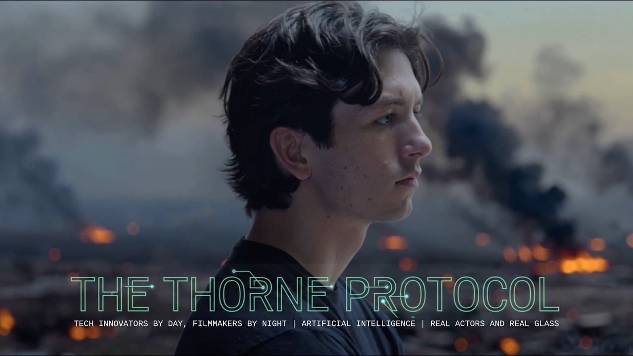 Кадр из официального трейлера «AI-трейлер за 19 дней: как The Thorne Protocol объединил живую съемку и генеративные миры»